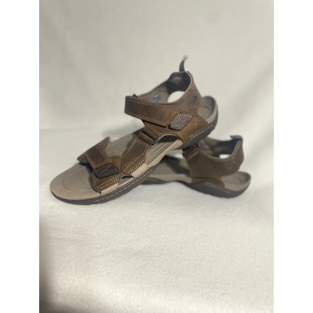Clarks Leather Sport Sandals Fisherman Men 12M Brown Adjustable Straps 63581